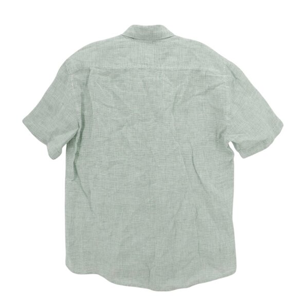 CASA MASTRO Positano 100% Linen Shirt Green Stripe Short Sleeve Size SMALL - Picture 3 of 7